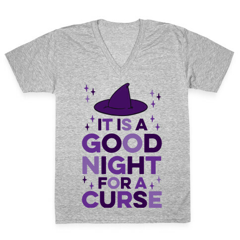 It Is A Good Night For A Curse V-Neck Tee Shirt