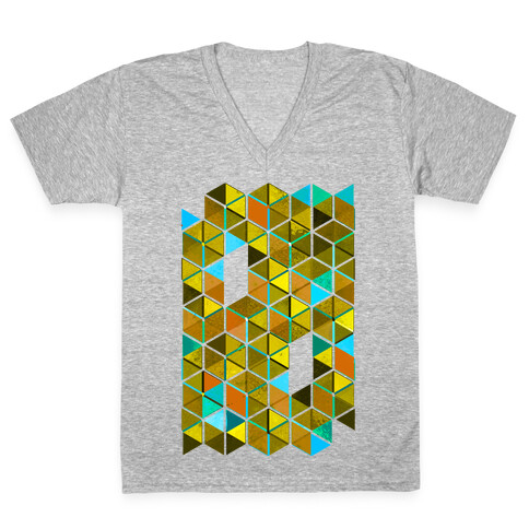 Colorful Tiles V-Neck Tee Shirt
