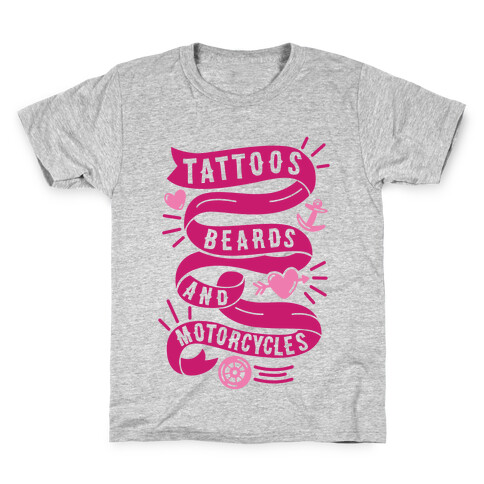Tattoos, Beards and Motorcycles Kids T-Shirt
