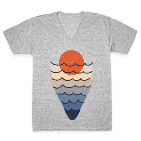 Ocean Sketch V-Neck Tee Shirt