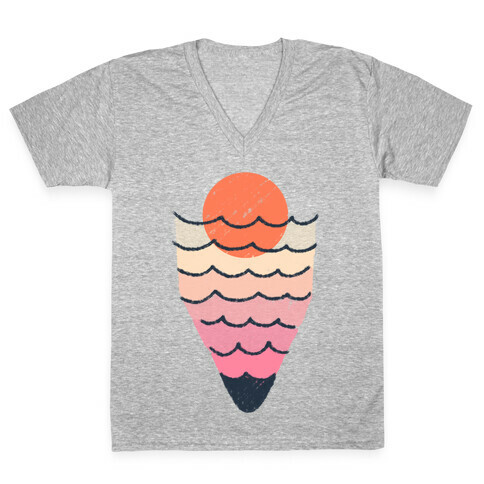 Tropical Ocean Sketch V-Neck Tee Shirt