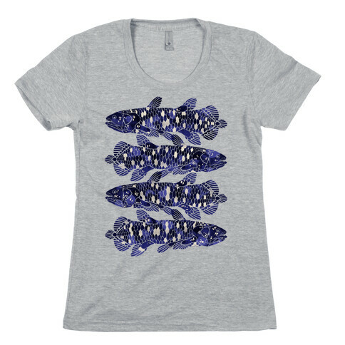 Geometric Jeweled Coelacanth Fish Womens T-Shirt