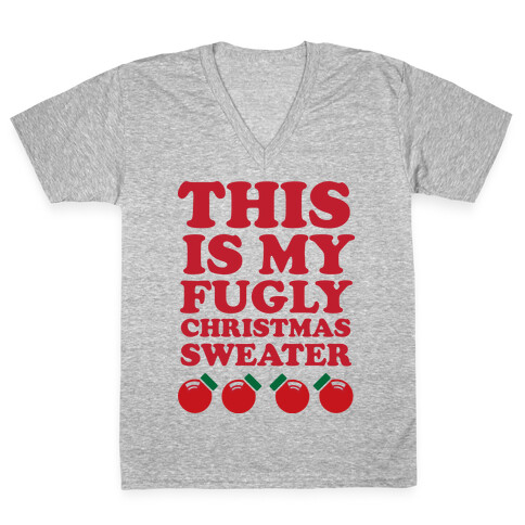 Ironic Christmas Sweater V-Neck Tee Shirt