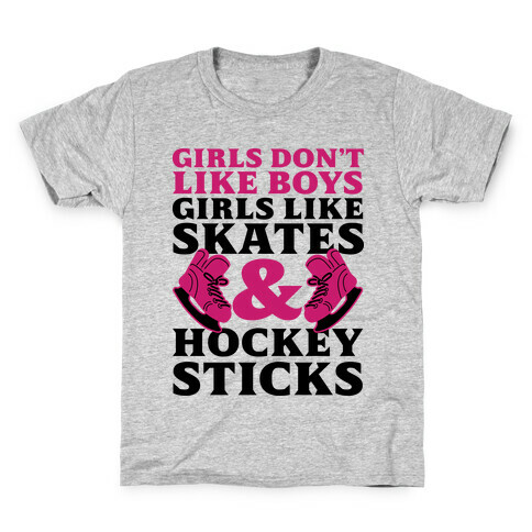 Girls Dont Like Boys Girls Like Hockey Kids T-Shirt