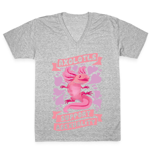 Axolotls Support Asexuality V-Neck Tee Shirt