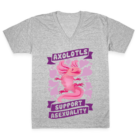 Axolotls Support Asexuality V-Neck Tee Shirt