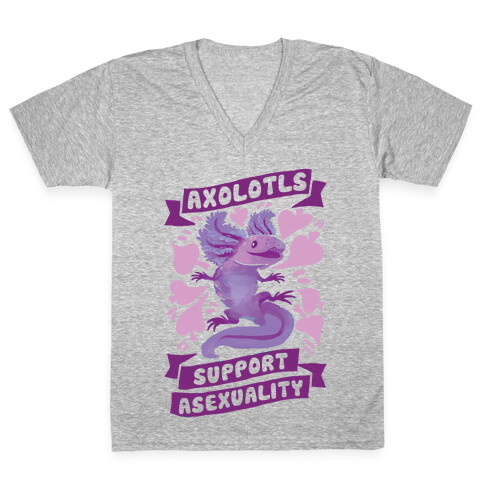 Axolotls Support Asexuality V-Neck Tee Shirt