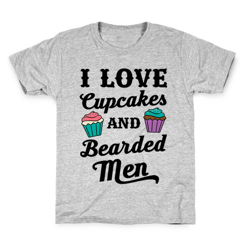 I Love Cupcakes and Bearded Men Kids T-Shirt