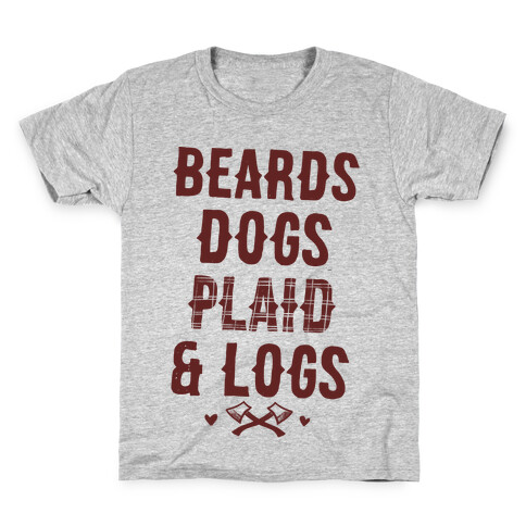 Beards Dogs Plaid and Logs Kids T-Shirt