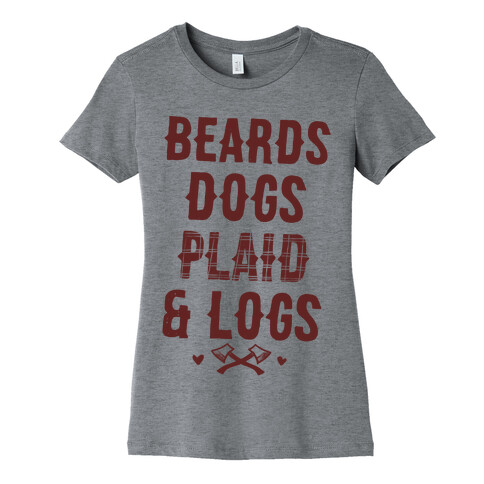 Beards Dogs Plaid and Logs Womens T-Shirt