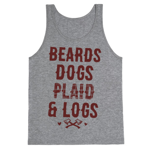 Beards Dogs Plaid and Logs Tank Top