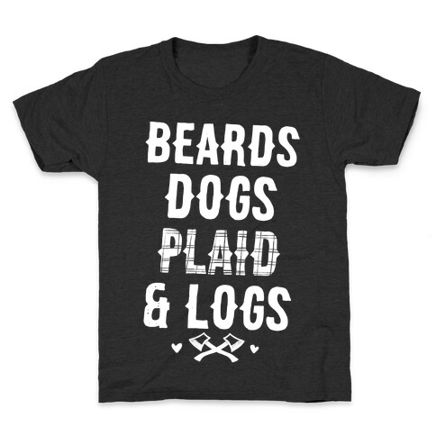 Beards Dogs Plaid and Logs Kids T-Shirt