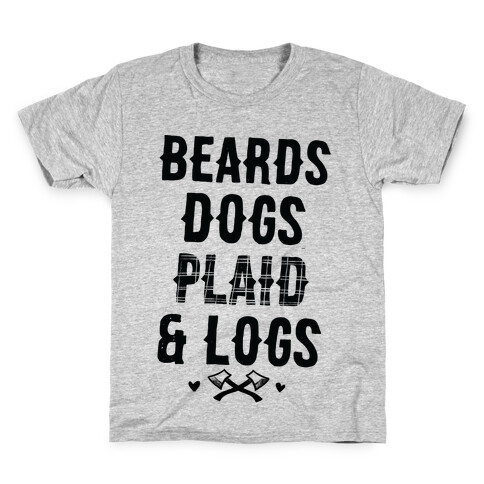 Beards Dogs Plaid and Logs Kids T-Shirt