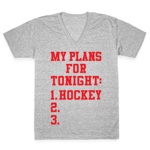 Hockey Plans V-Neck Tee Shirt