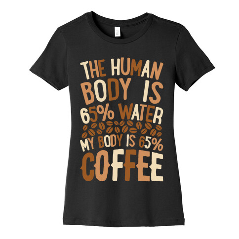 The Human Body Is 65% Water, My Body Is 65% Coffee Womens T-Shirt