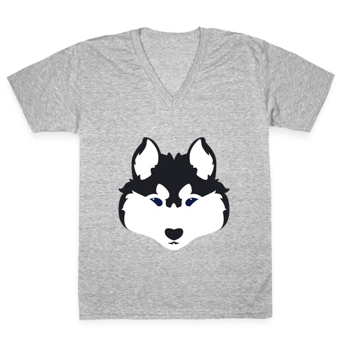 Siberian Husky Face V-Neck Tee Shirt