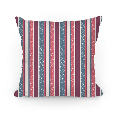 Pink, Blue, and Purple Floral Striped Pattern Pillow