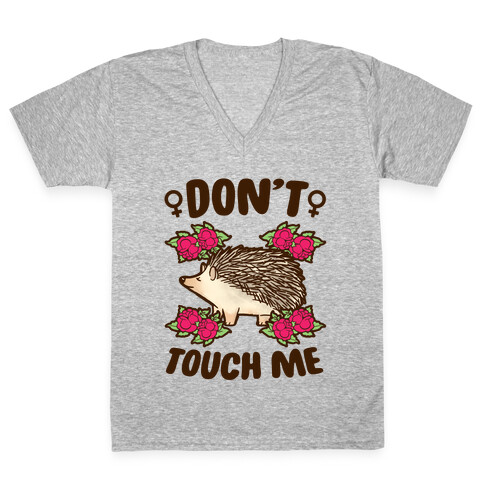 Don't Touch Me (feminist hedgehog) V-Neck Tee Shirt