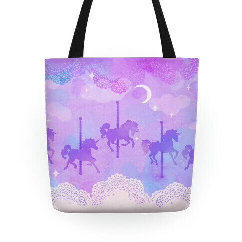 Pastel Carousel Unicorns Tote