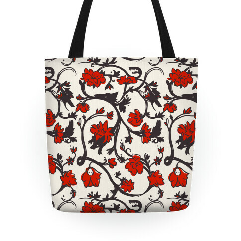 Little Red Riding Hood & Wolf Floral Pattern Tote