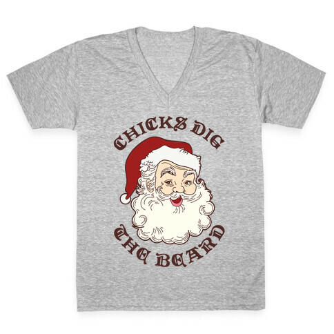 Santa Chicks Dig the Beard V-Neck Tee Shirt