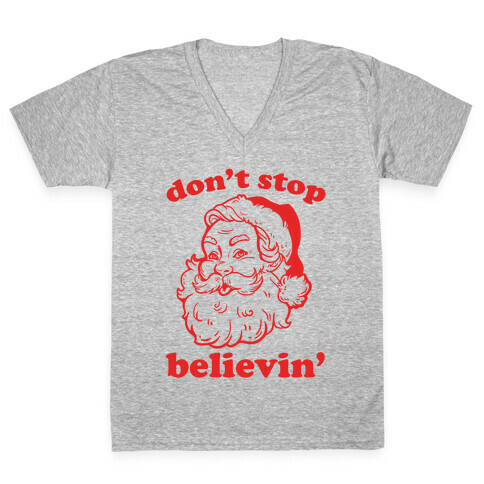 Santa: Don't Stop Believin' V-Neck Tee Shirt