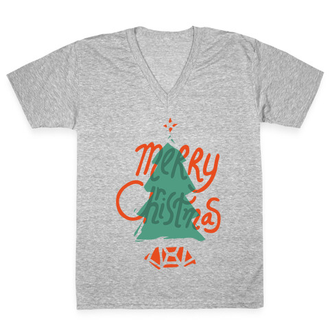 Merry Christmas Tree V-Neck Tee Shirt