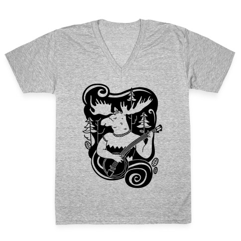 Indie Rock Moose V-Neck Tee Shirt