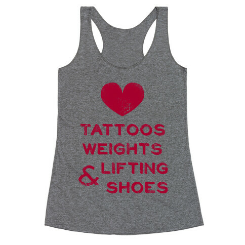 Love Tattoos Weights & Lifting Shoes Racerback Tank Top