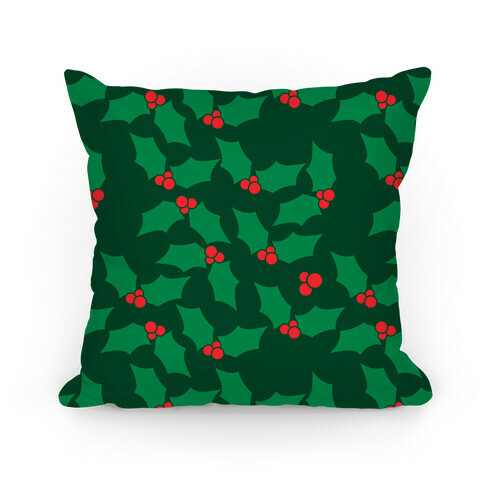 Christmas Holly Pattern Pillow