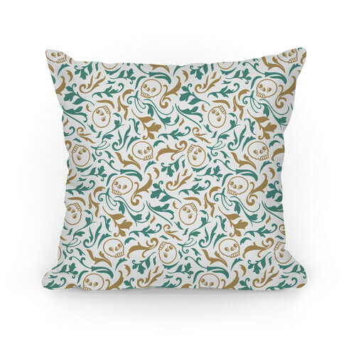 Filigree Flowers and Skulls Pattern Pillow