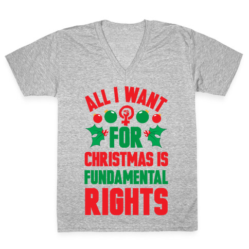 All I Want For Christmas Is Fundamental Rights V-Neck Tee Shirt