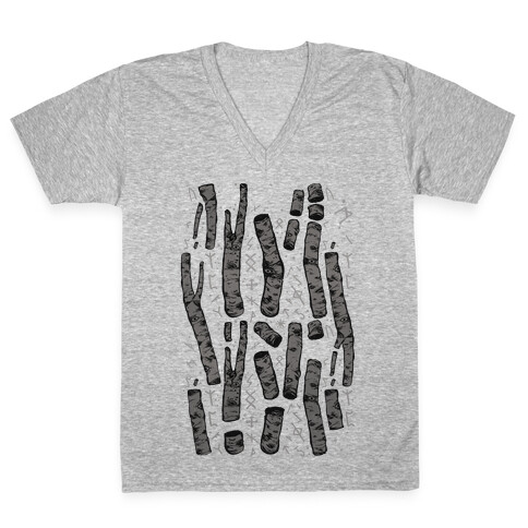 Birch Trees and Runes V-Neck Tee Shirt