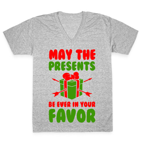 May the Presents be Ever in Your Favor. V-Neck Tee Shirt