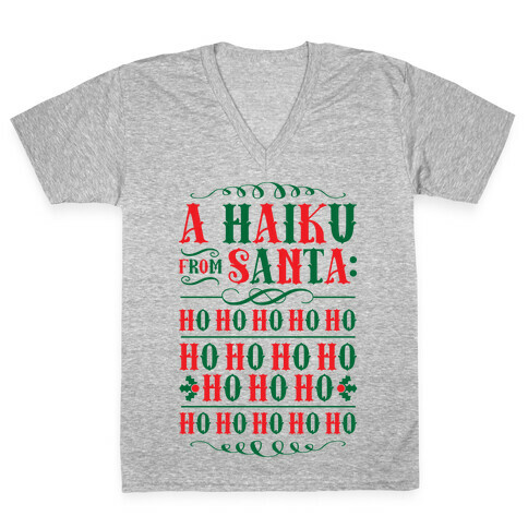 A Haiku From Santa V-Neck Tee Shirt