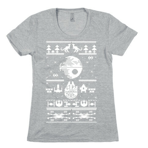 Scifi Spaceship Christmas Womens T-Shirt