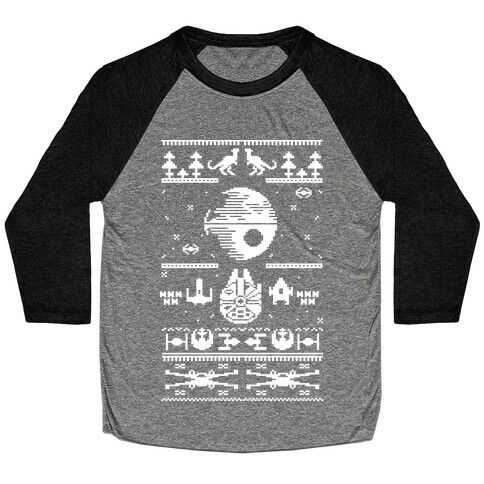 Scifi Spaceship Christmas Baseball Tee