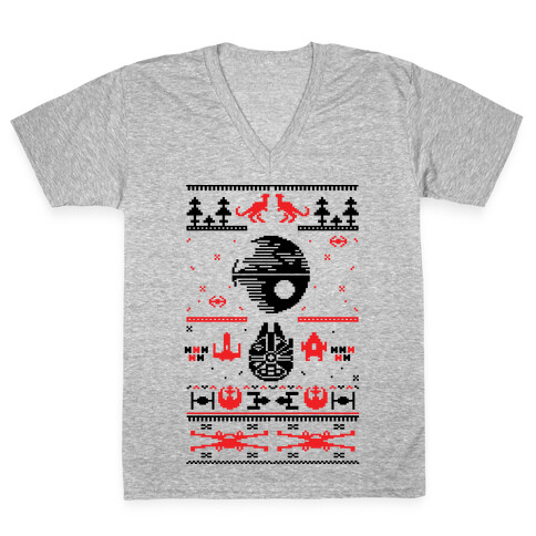 Scifi Christmas Sweater V-Neck Tee Shirt