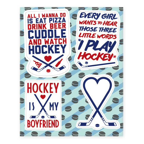 Girly Hockey  Stickers and Decal Sheet