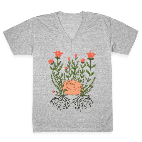 Sleeping Fox V-Neck Tee Shirt