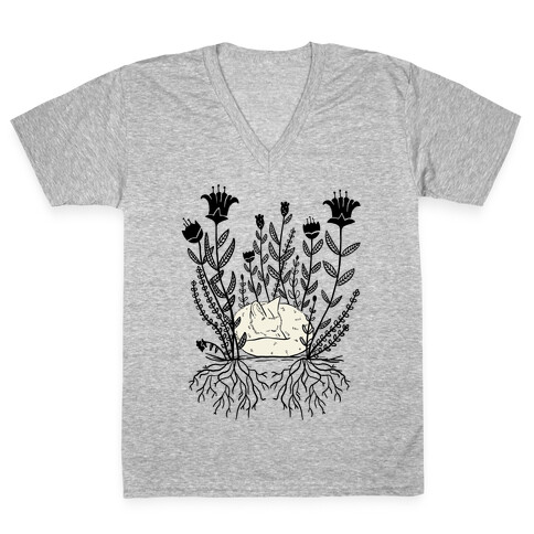 Sleeping Fox V-Neck Tee Shirt