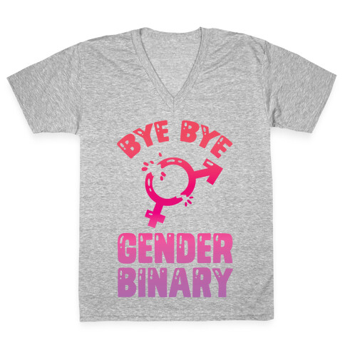 Bye Bye Gender Binary V-Neck Tee Shirt