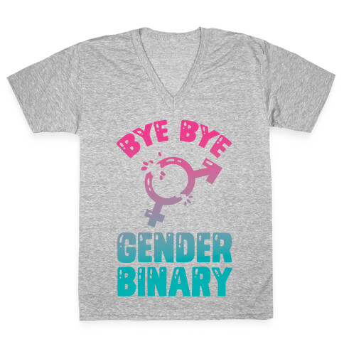 Bye Bye Gender Binary V-Neck Tee Shirt