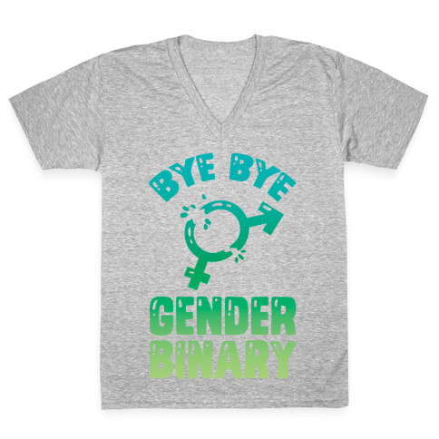 Bye Bye Gender Binary V-Neck Tee Shirt