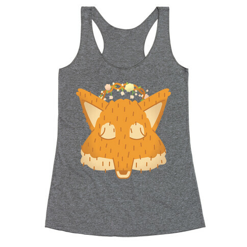 Flower Crown Fox Face Racerback Tank Top