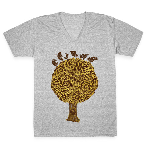 Birds on a Tree V-Neck Tee Shirt