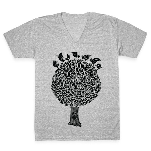 Birds on a Tree V-Neck Tee Shirt