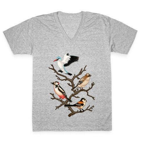 Woodland Birds V-Neck Tee Shirt