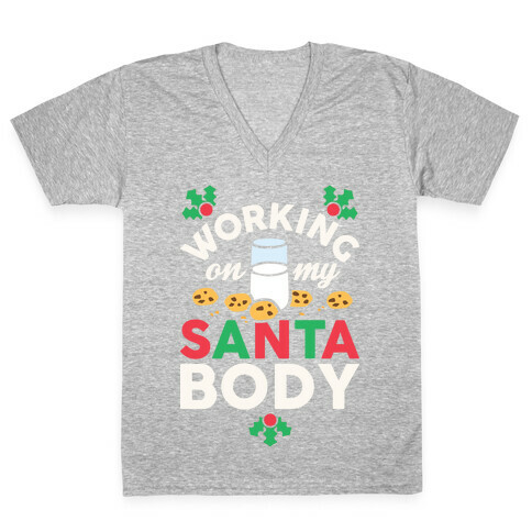 Working On My Santa Body V-Neck Tee Shirt