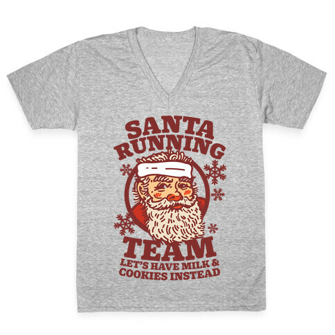 Santa Running Team V-Neck Tee Shirt